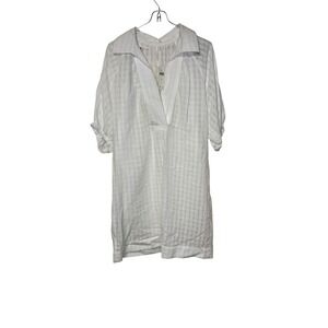 Anthropologie Women Mini Dress V-Neck Tiered‎ 3/4 Sleeve Tunic White Size XS NWT